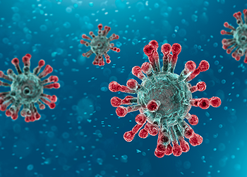 Close up of the COVID-19 virus.